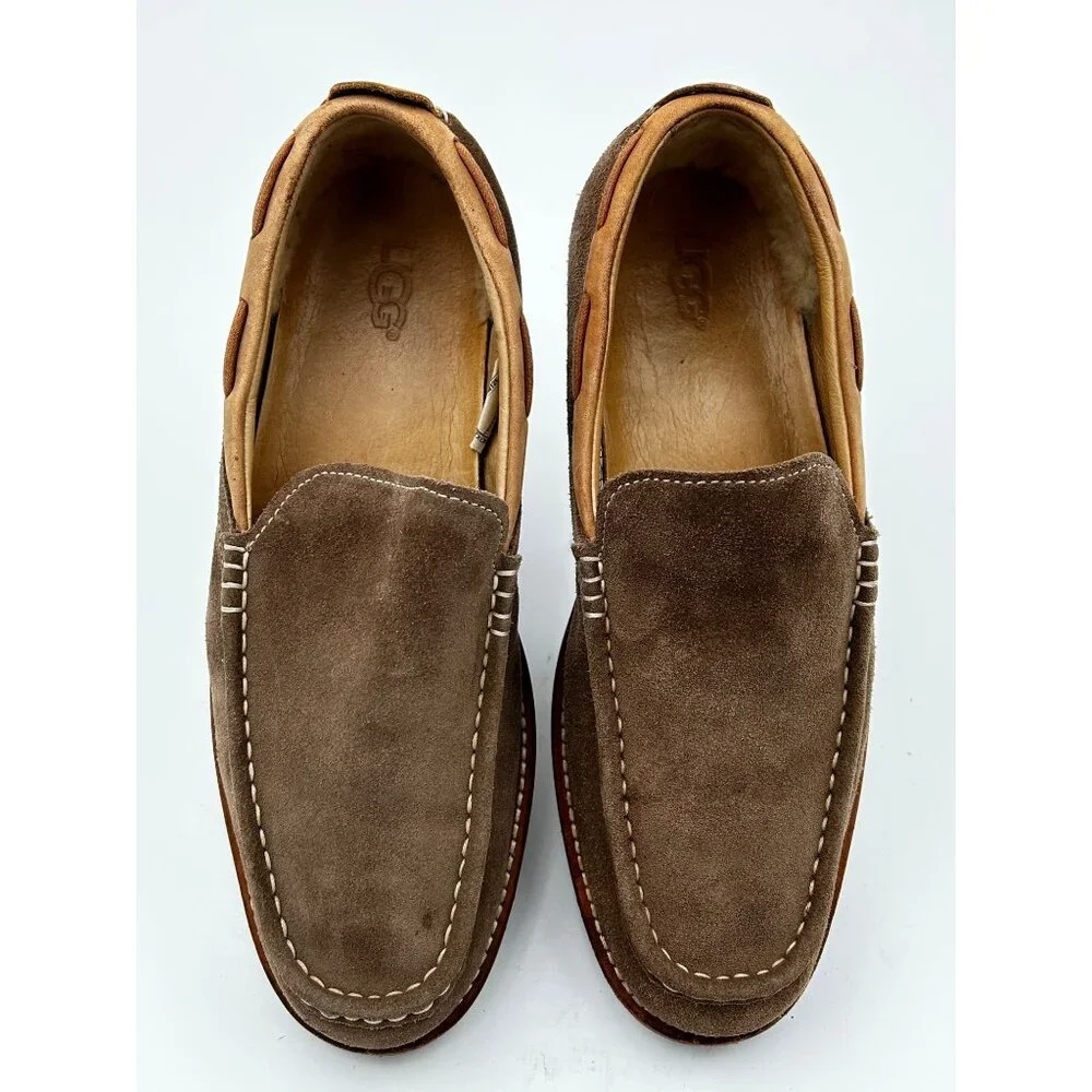 UGG Loafers Mens Size 9 Brwn Suede Shearling Slip-On Comfort Shoes Core Wardrobe